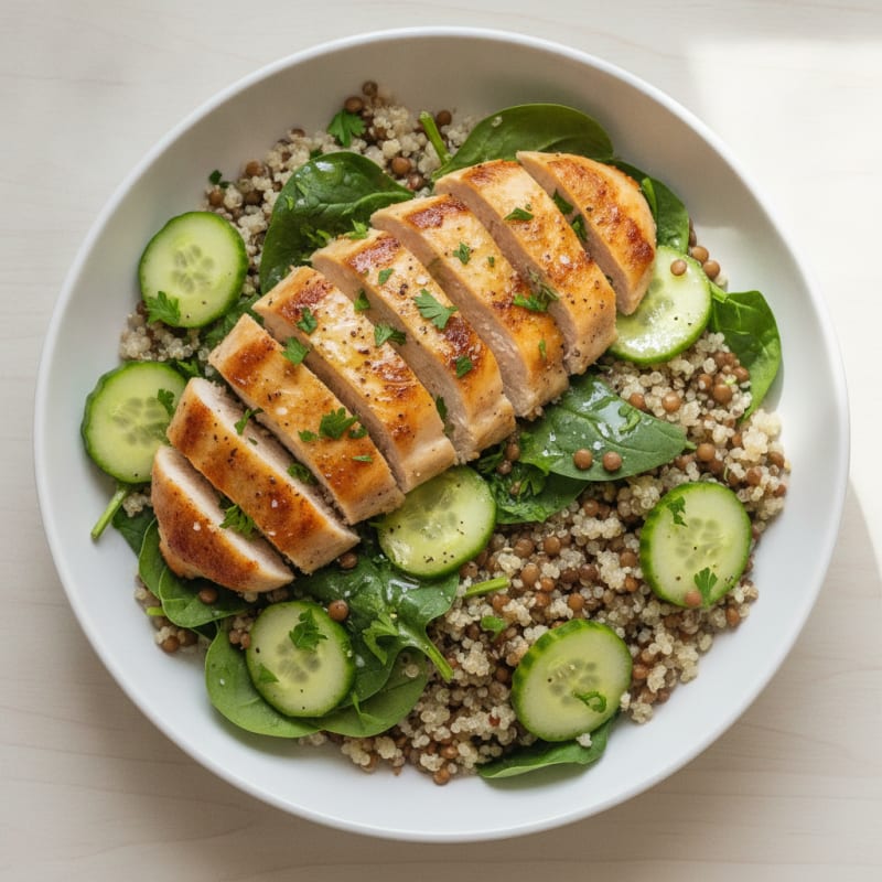 Lemon Herb Quinoa Lentil Bowl