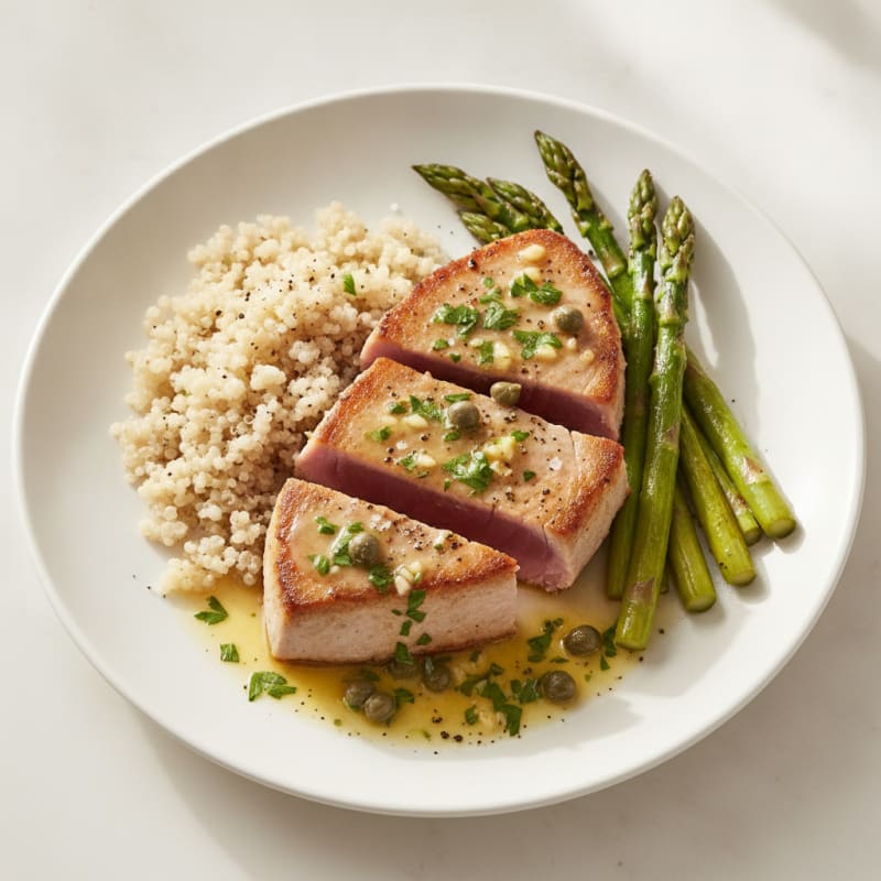 Pan-Seared Tuna with Lemon-Herb Sauce