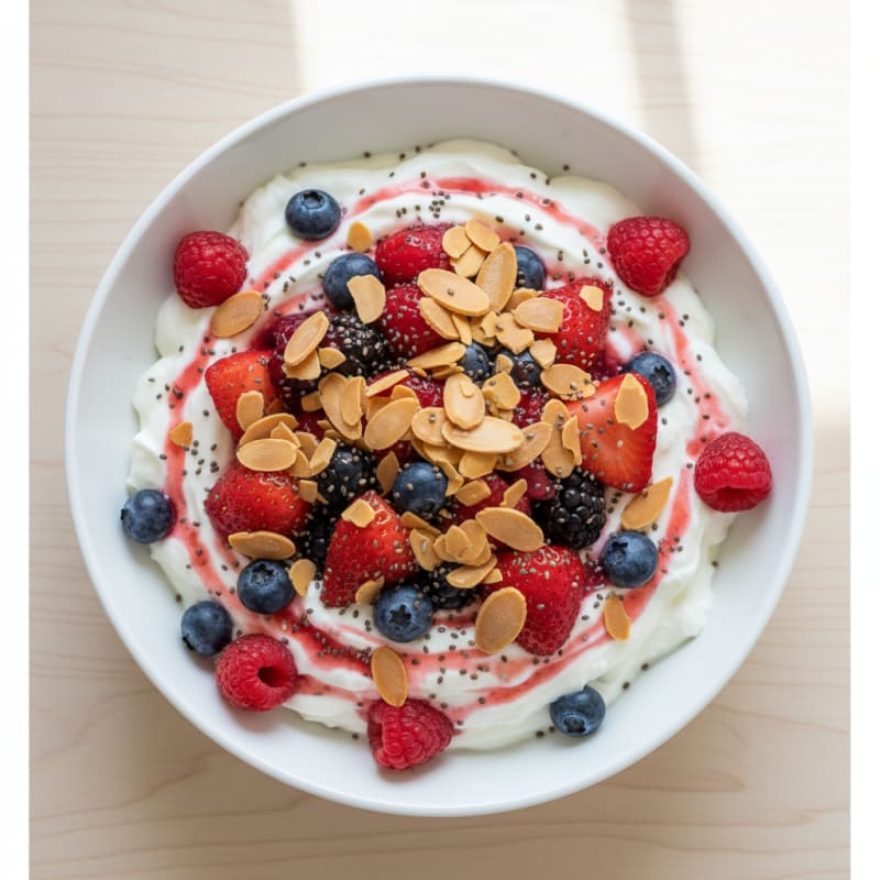 Creamy Greek Yogurt Protein Bowl with Berries and Almonds