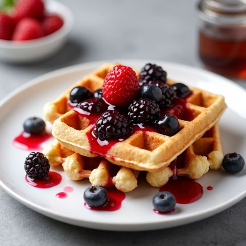Protein-Packed Almond Flour Waffles with Berry Compote