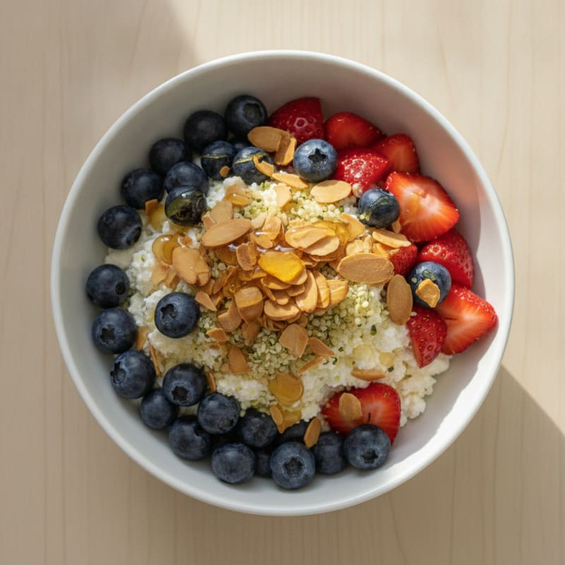 Cottage Cheese and Berry Protein Bowl with Almonds