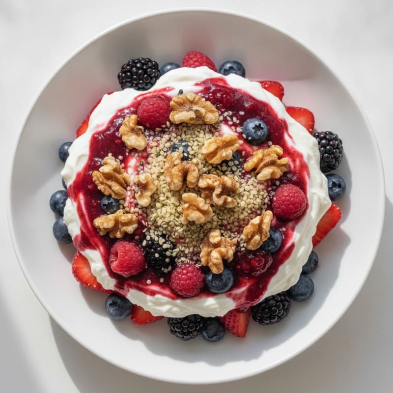 Greek Yogurt Protein Parfait with Mixed Berries