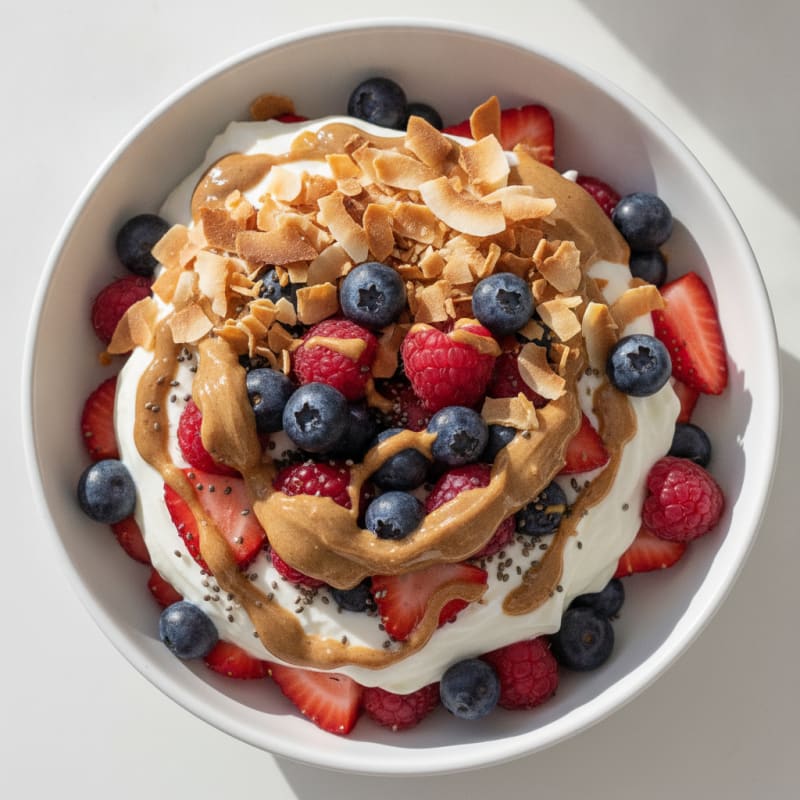 Creamy Greek Yogurt Parfait with Mixed Berries and Almond Butter