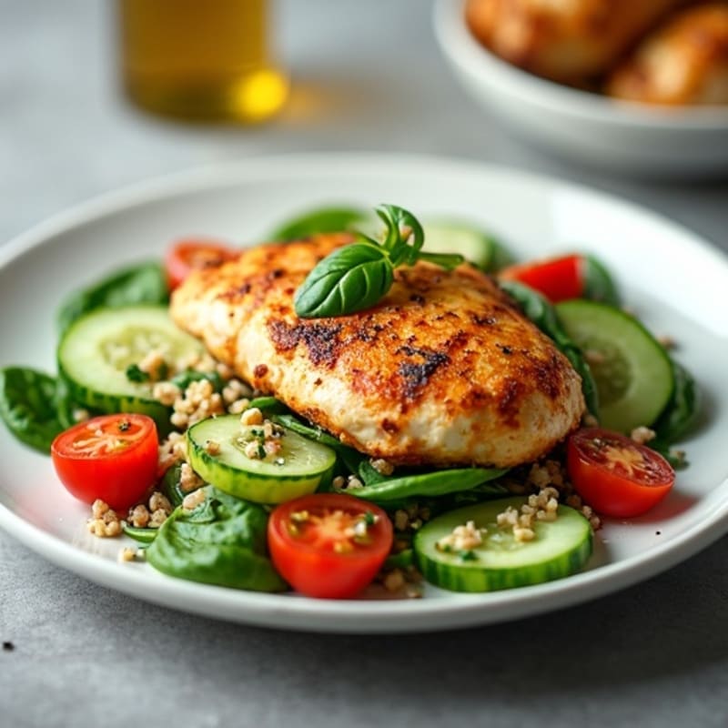 Grilled Chicken and Quinoa Salad with Fresh Spinach