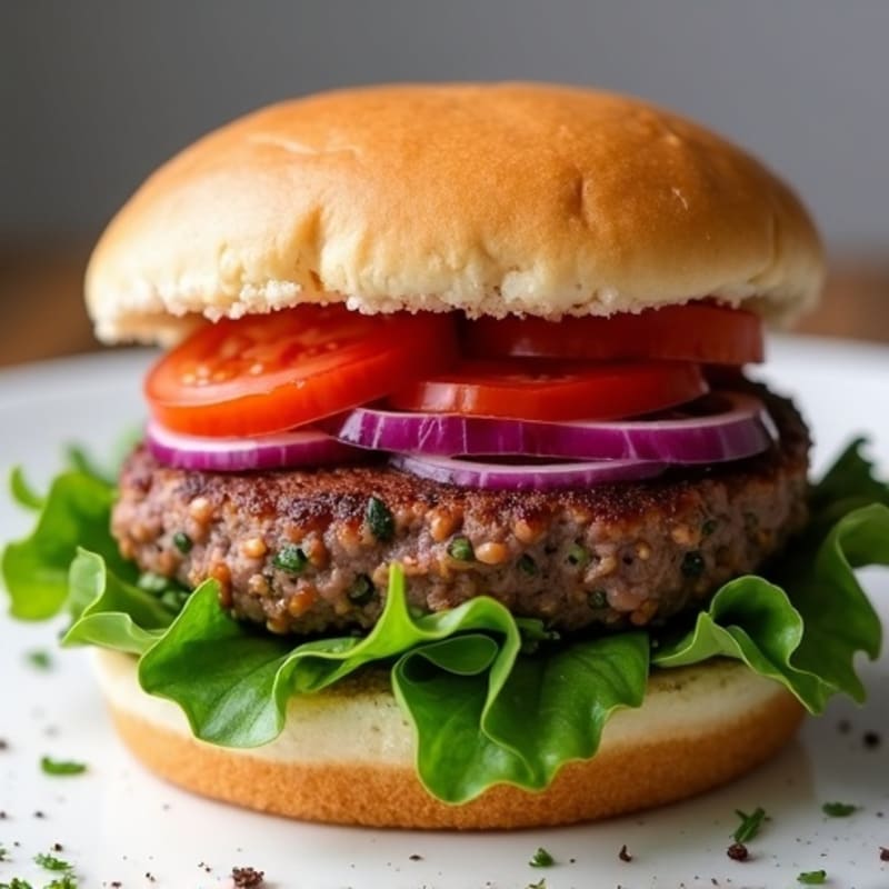 Lean Beef Crispy Smashed Burger with Fresh Greens