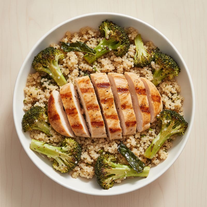 Grilled Chicken Quinoa Bowl with Roasted Broccoli