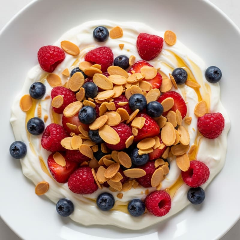 Greek Yogurt Protein Parfait with Berries and Almonds