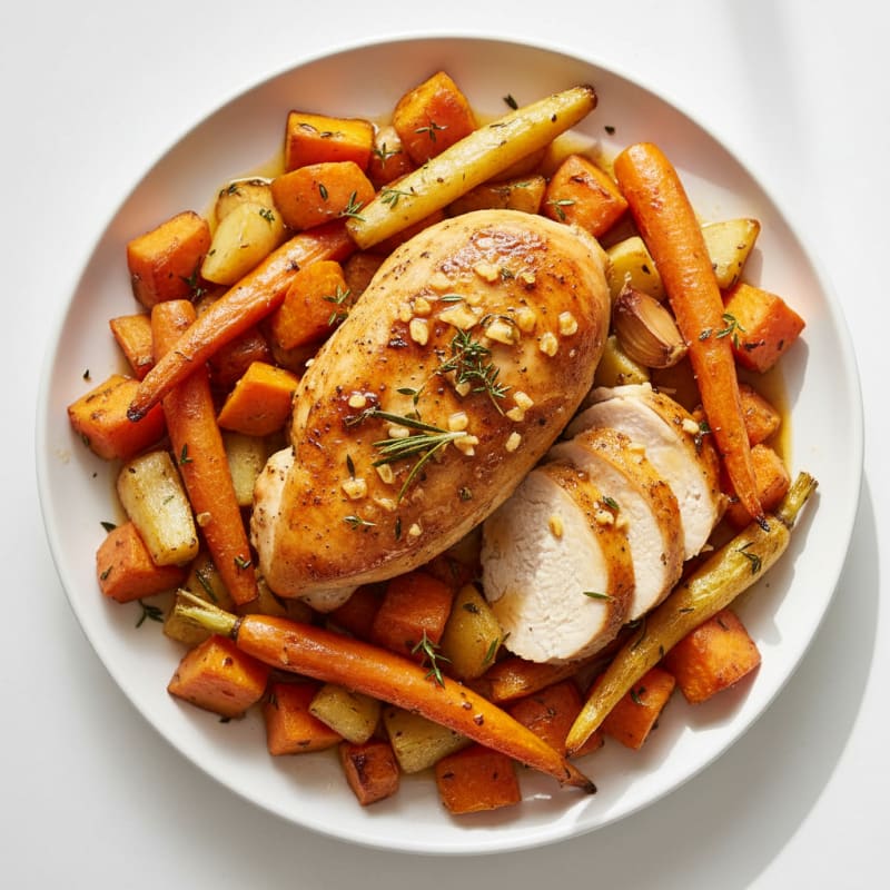 Garlic Herb Roasted Chicken with Root Vegetables