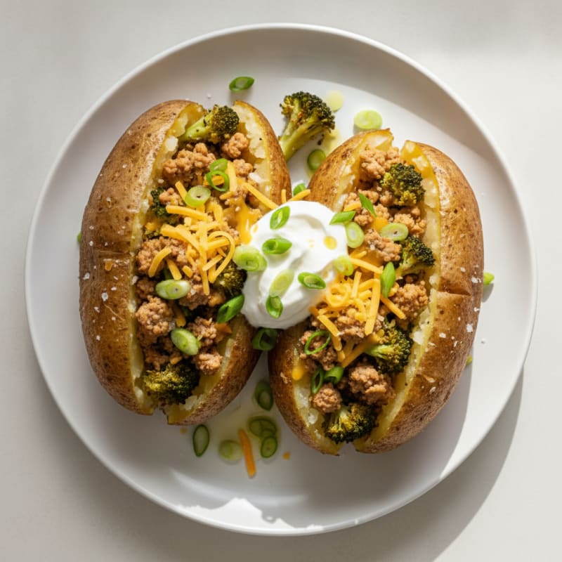 Hearty Baked Potatoes with Savory Toppings