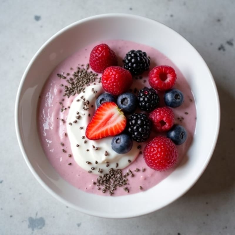 Greek Yogurt Protein Pudding with Mixed Berries