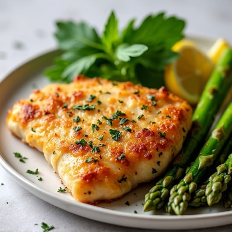 Crispy Lemon Herb Chicken with Roasted Asparagus
