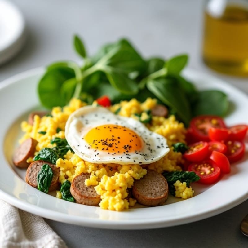 Egg White and Turkey Sausage Scramble with Spinach