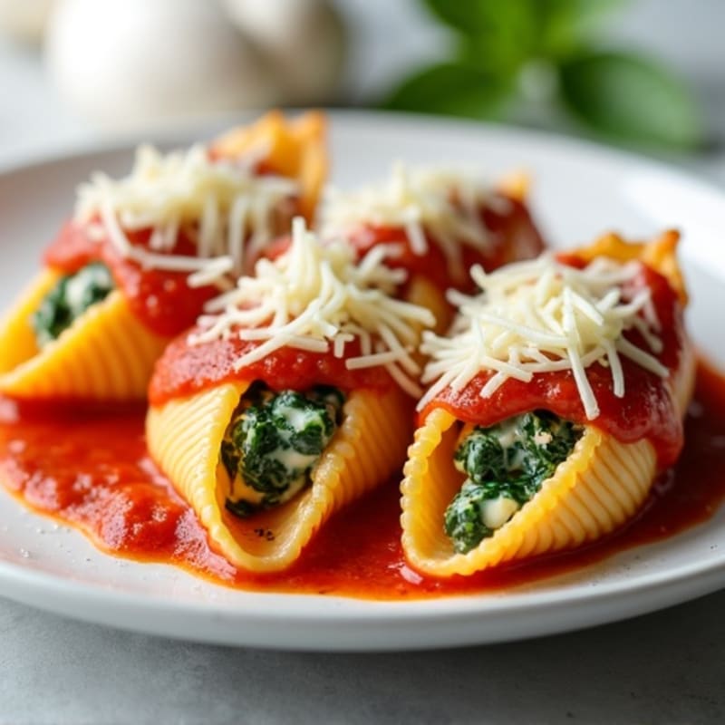 Creamy Ricotta-Spinach Stuffed Pasta Shells