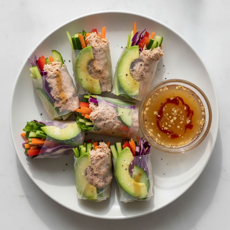 Tuna and Vegetable Rice Paper Wraps