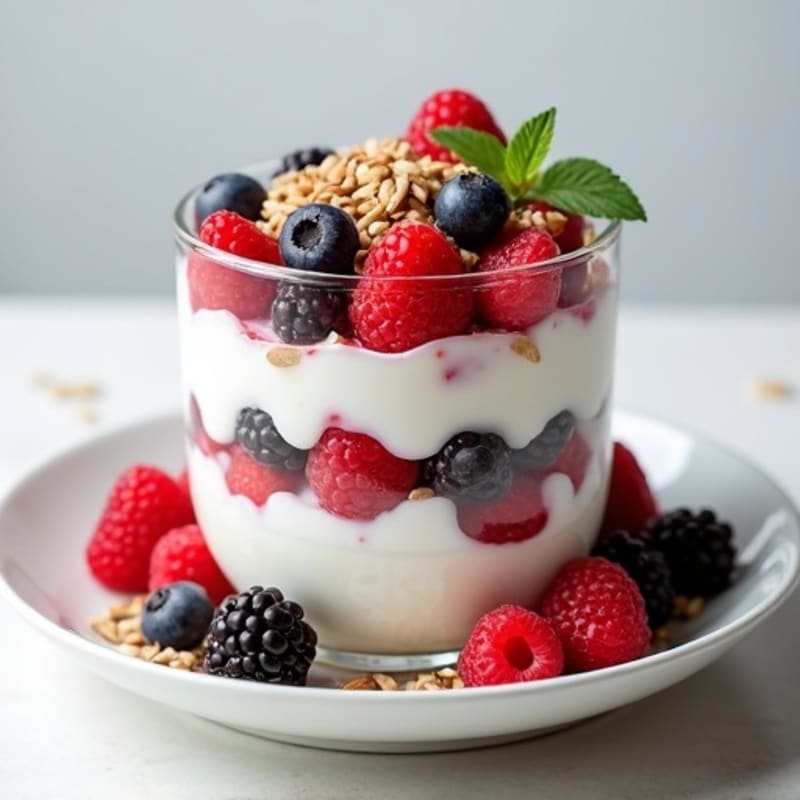 Creamy Greek Yogurt Parfait with Mixed Berries and Hemp Seeds