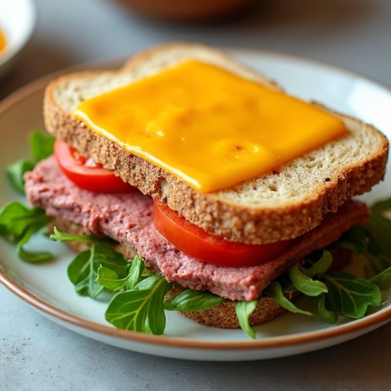 Lean Roast Beef and Melted Sharp Cheddar Sandwich with Fresh Greens
