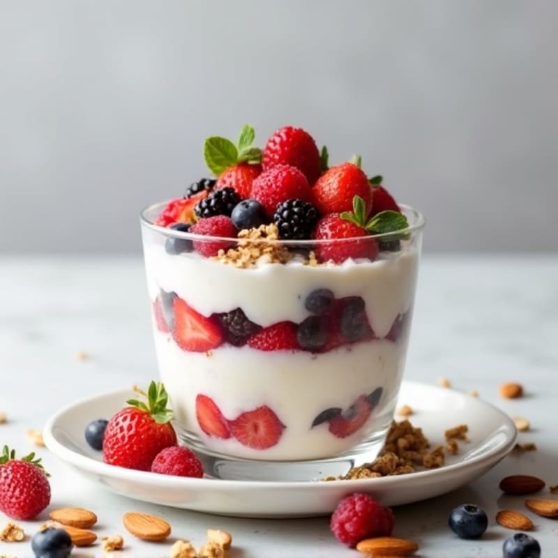 Greek Yogurt Protein Parfait with Berries and Almonds