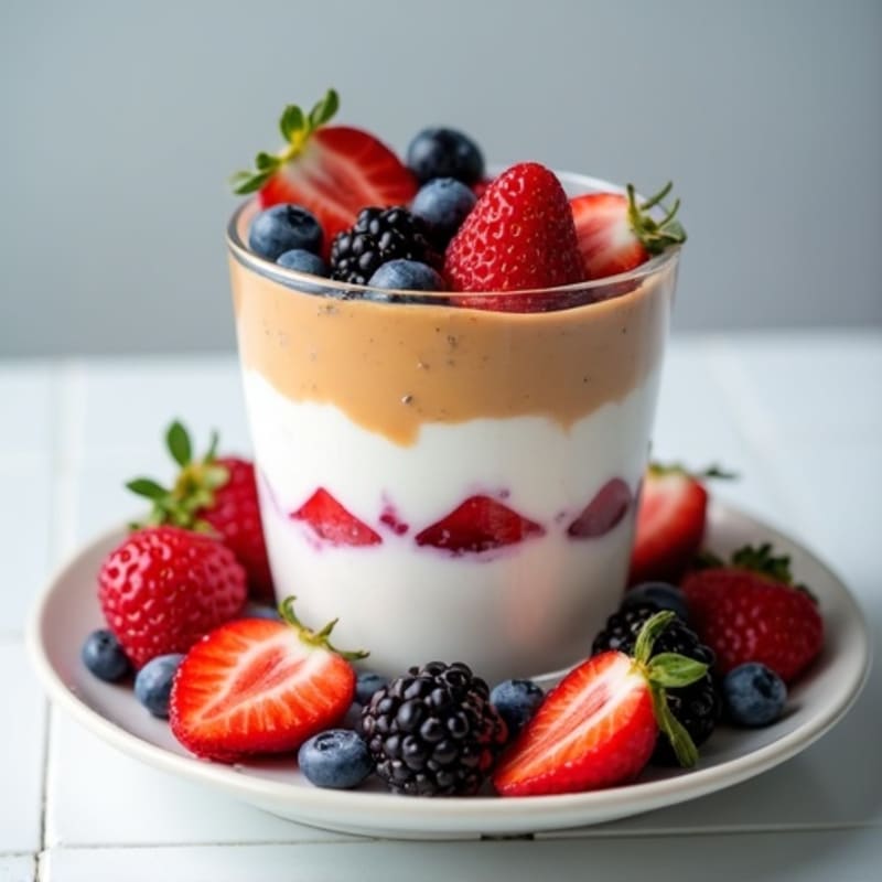 Greek Yogurt Protein Parfait with Mixed Berries and Almond Butter