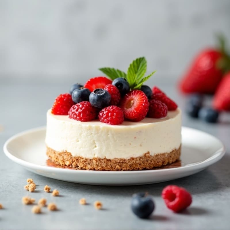 Greek Yogurt Protein Cheesecake with Mixed Berries