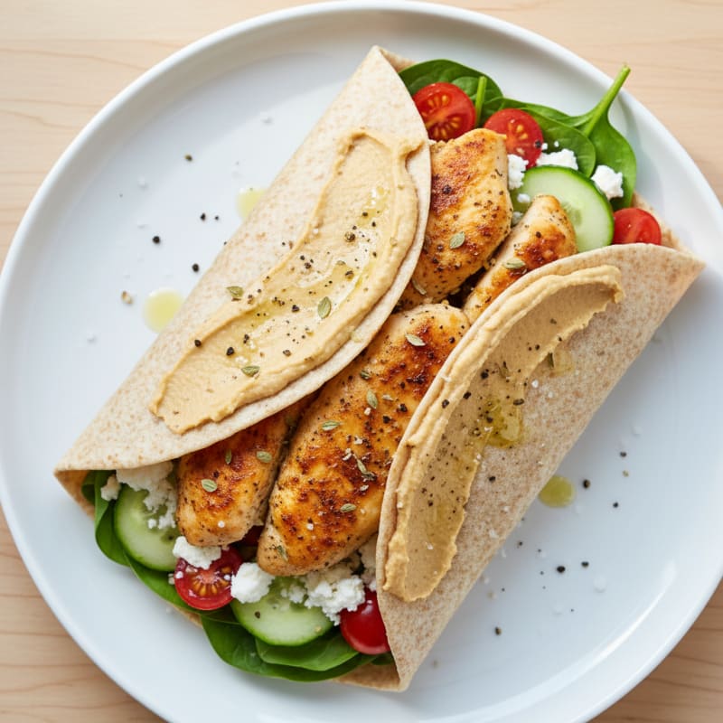 Mediterranean Chicken and Hummus Wrap