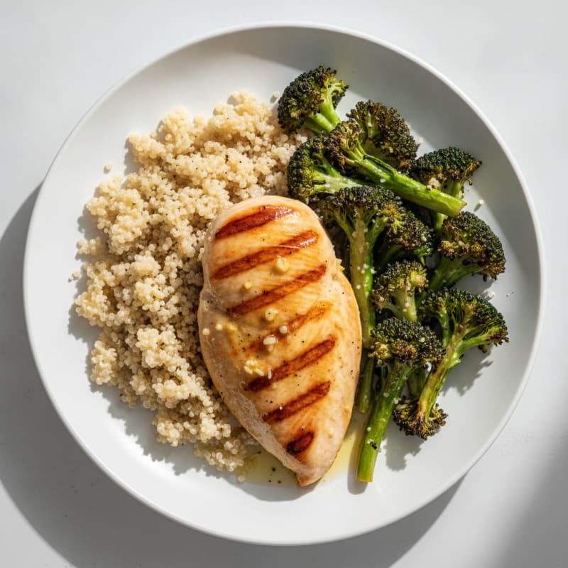 Grilled Chicken Breast with Roasted Broccoli and Quinoa