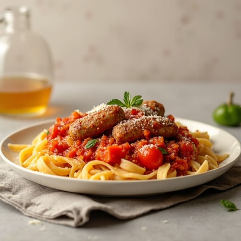 Hearty Lean Sausage Ragu with Whole Grain Pasta