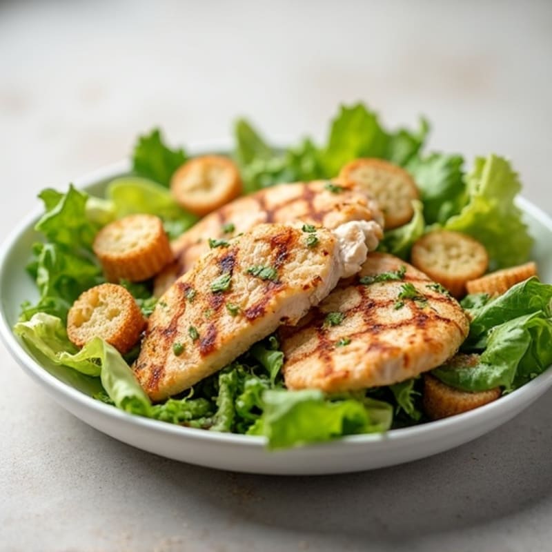 Grilled Chicken Caesar Salad with Crunchy Romaine and Creamy Dressing