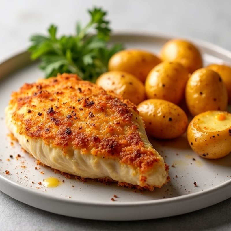 Crispy Baked Chicken with Cheesy Roasted Potatoes