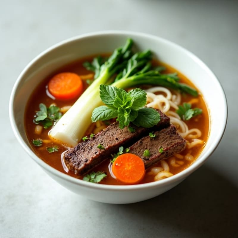 Fragrant Lean Beef and Rice Noodle Soup with Fresh Herbs