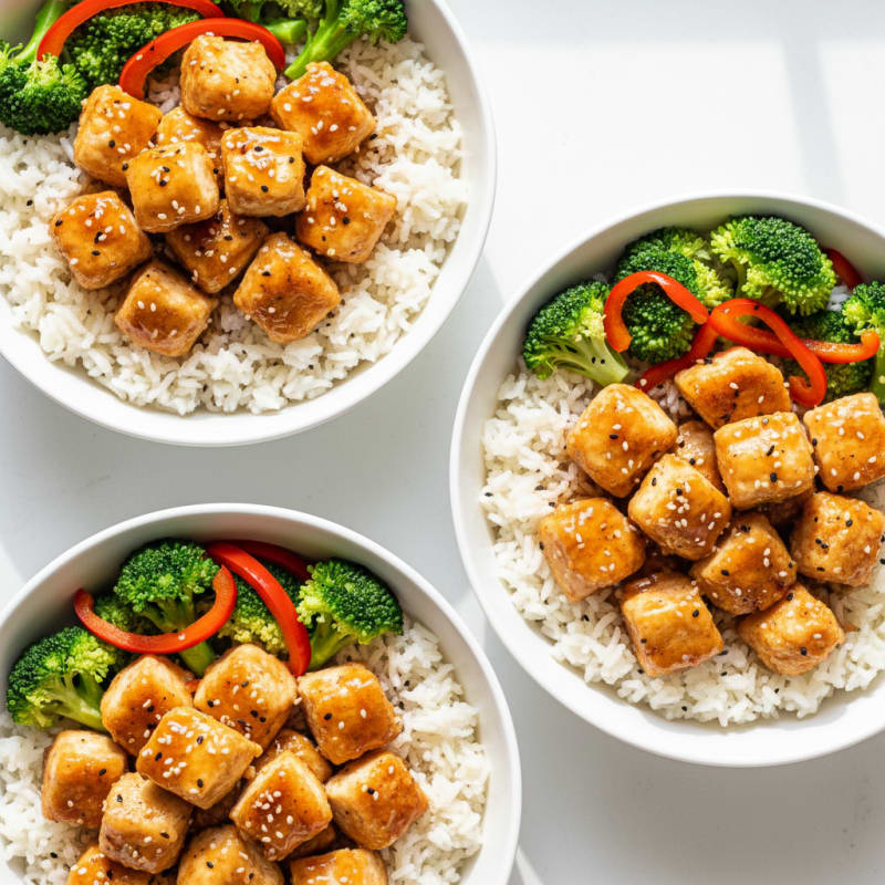 Crispy Honey-Garlic Chicken Bowls