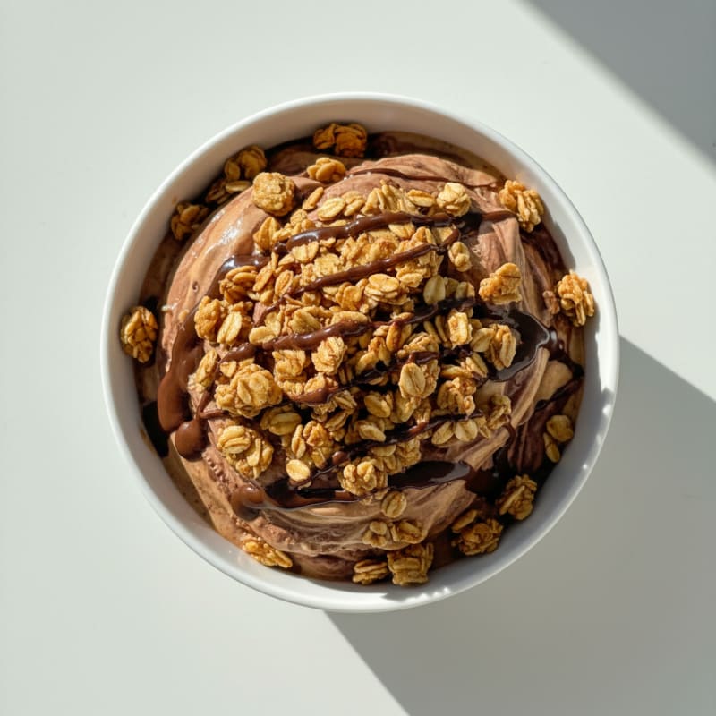 Chocolate Peanut Butter Greek Yogurt Ice Cream with Granola Crunch