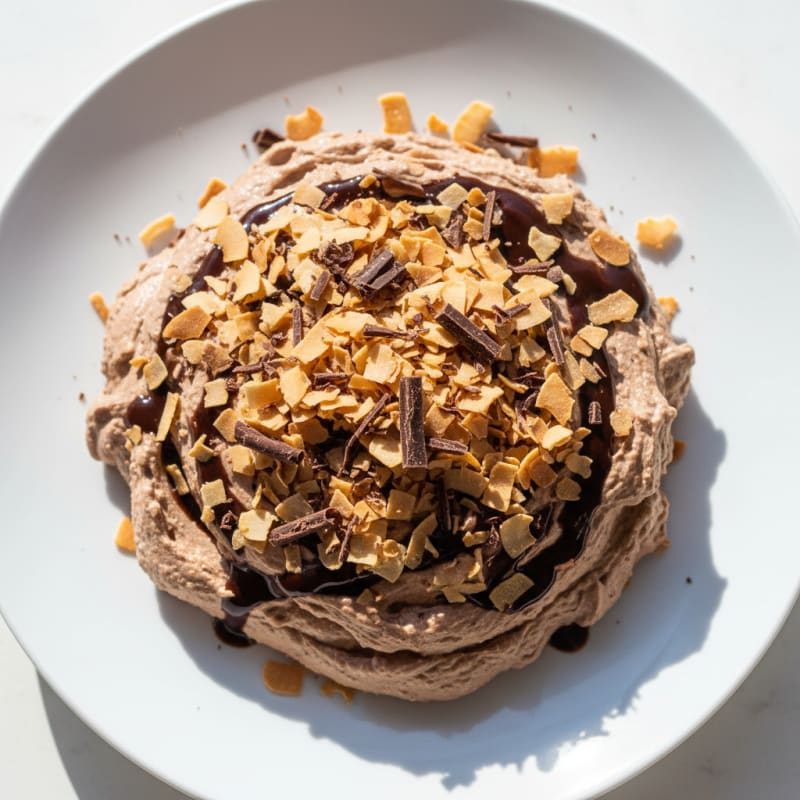 Chocolate Protein Mousse with Toasted Coconut
