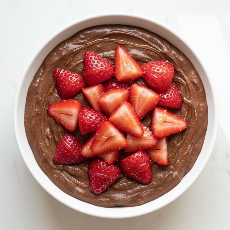 Silky Chocolate Protein Pudding with Fresh Strawberries