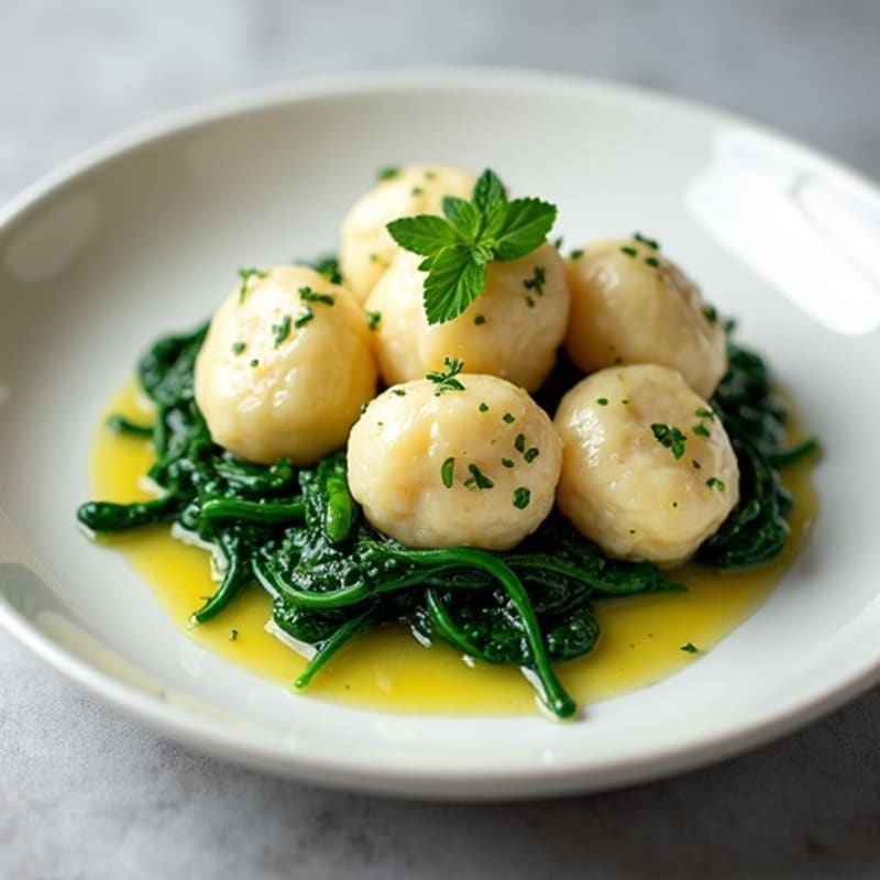 Pillowy Ricotta Gnocchi with Fresh Herb-Garlic Sauce and Sautéed Greens