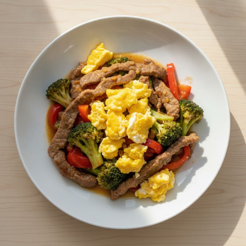 Lean Beef Stir-Fry with Steamed Vegetables