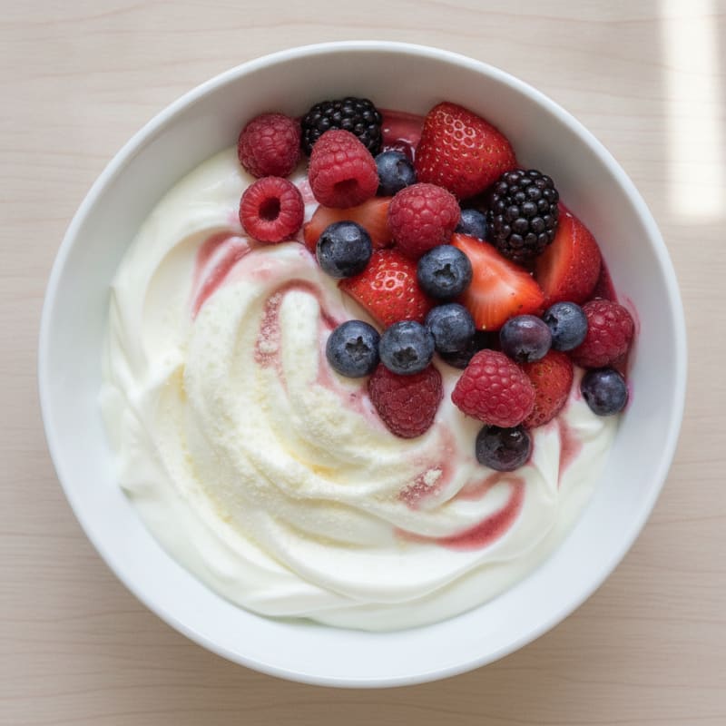 Creamy Greek Yogurt with Mixed Berries and Protein Powder