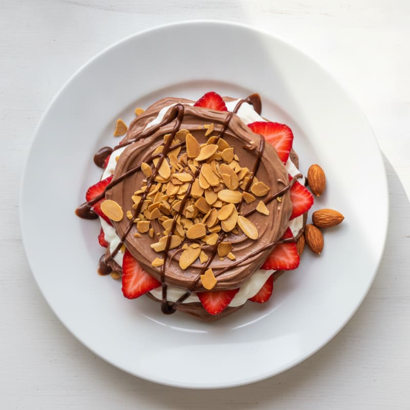 Chocolate Protein Greek Yogurt Parfait with Almonds