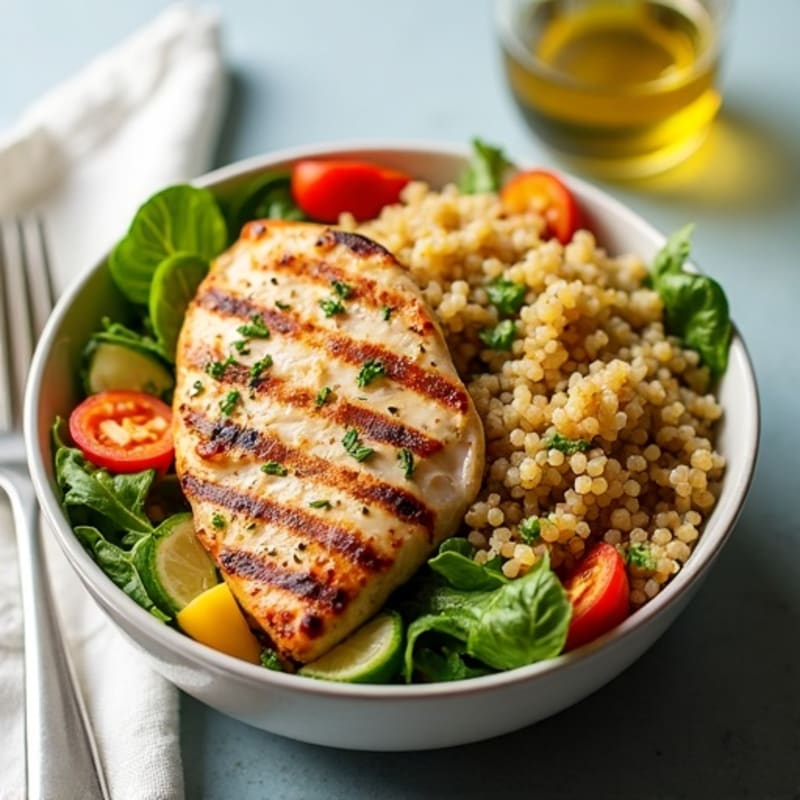 Grilled Chicken and Quinoa Salad with Crunchy Vegetables