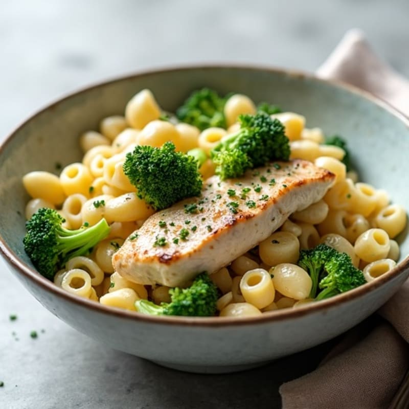 Healthy Creamy Garlic Chicken Pasta with Broccoli