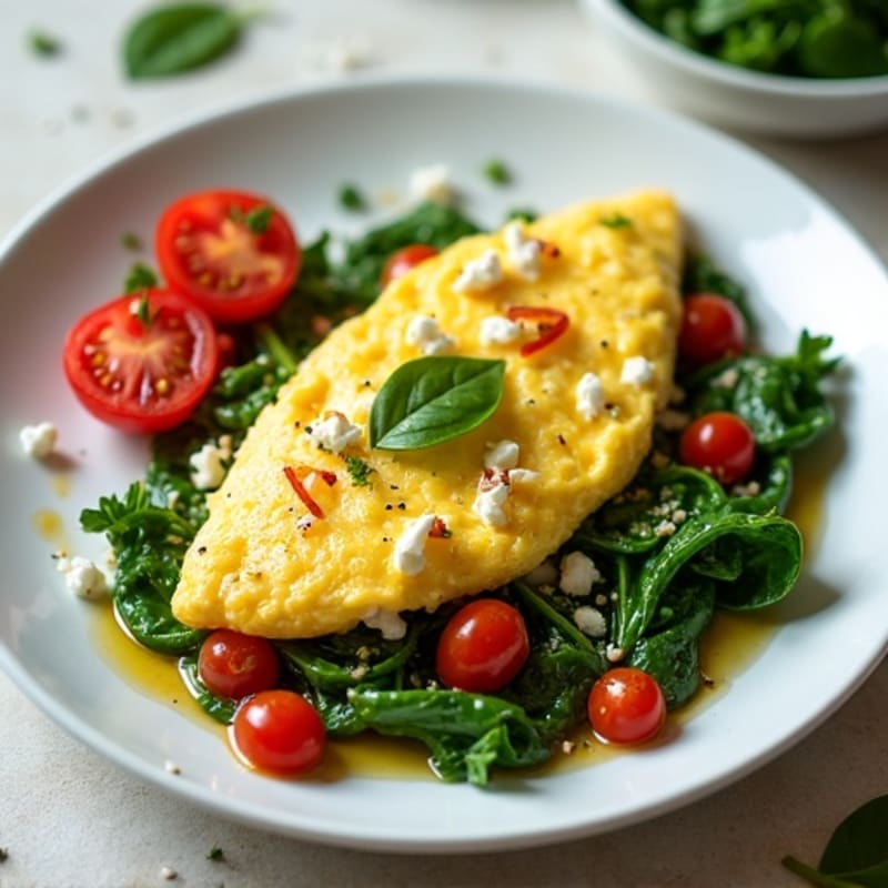 Cottage Cheese Egg Scramble with Spinach and Cherry Tomatoes