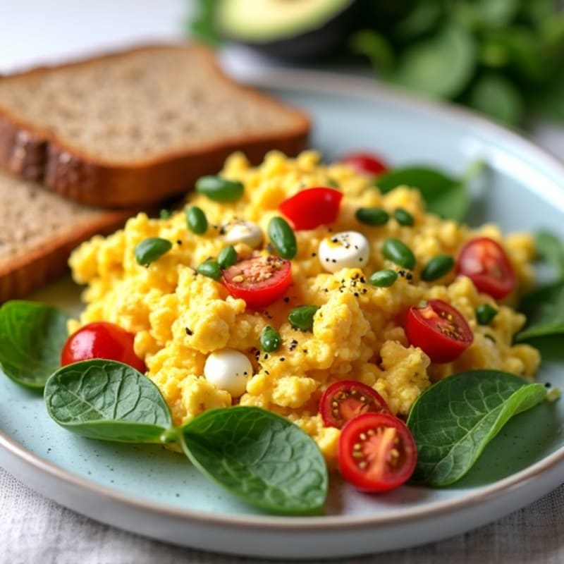 Egg White Scramble with Cottage Cheese and Spinach