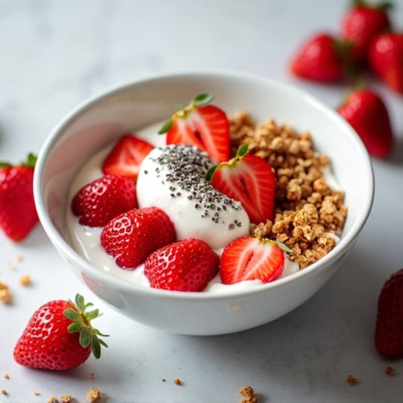 Protein-Packed Greek Yogurt Strawberry Shortcake Bowl
