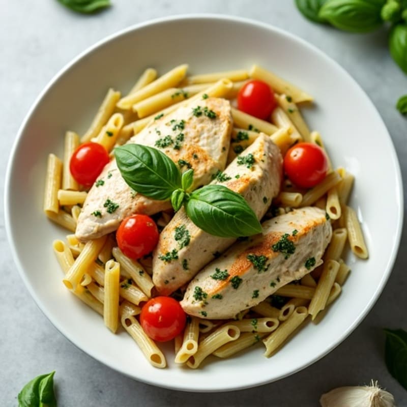 Creamy Pesto Chicken Pasta with Fresh Basil
