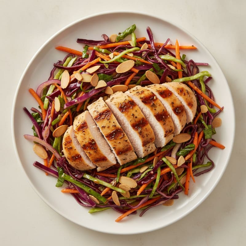 Grilled Chicken Breast with Crunchy Cabbage Slaw