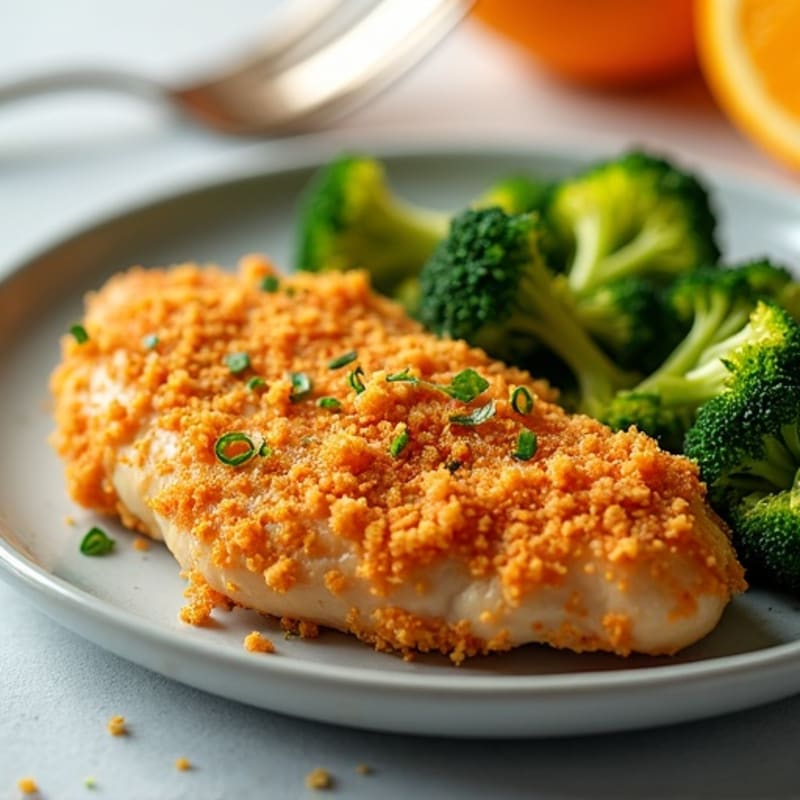 Crispy Baked Orange Chicken with Roasted Broccoli
