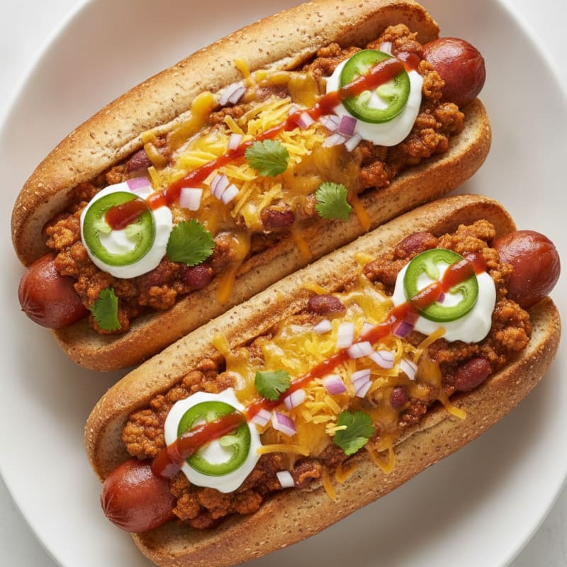 Loaded Chili Cheese Hot Dogs