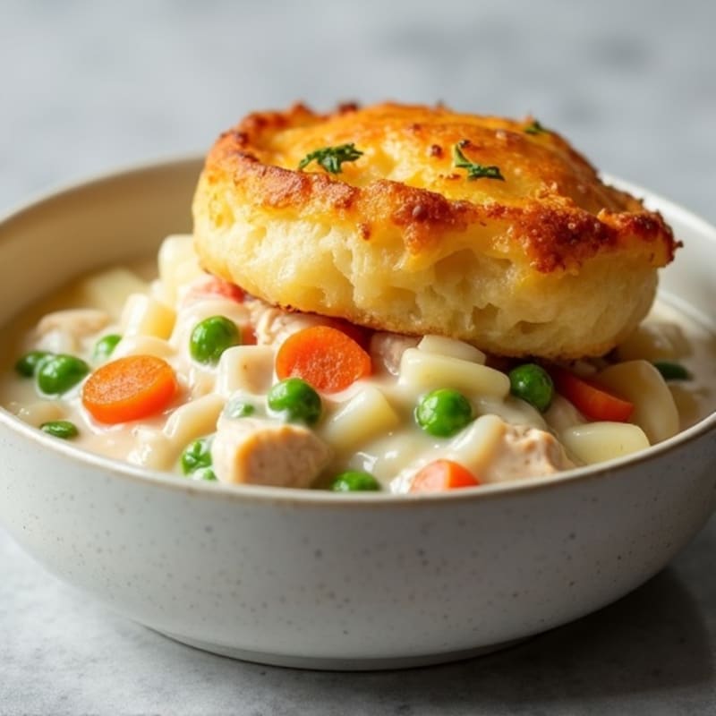 Creamy Chicken and Vegetable Pot Pie with Crispy Potato Topping