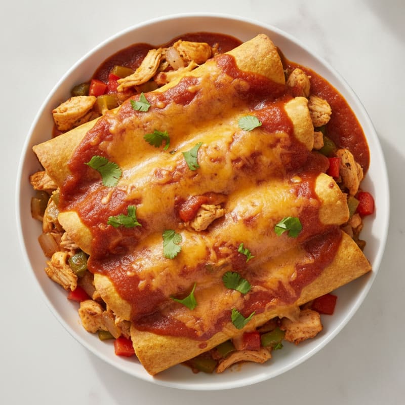Chicken Enchiladas with Red Chili Sauce