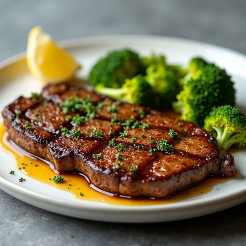 Garlic Herb Roasted Beef with Crispy Roasted Broccoli