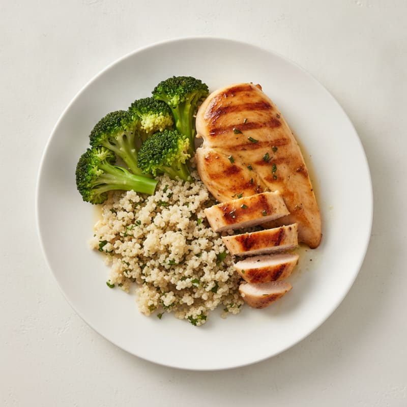 Grilled Chicken Breast with Quinoa and Steamed Broccoli